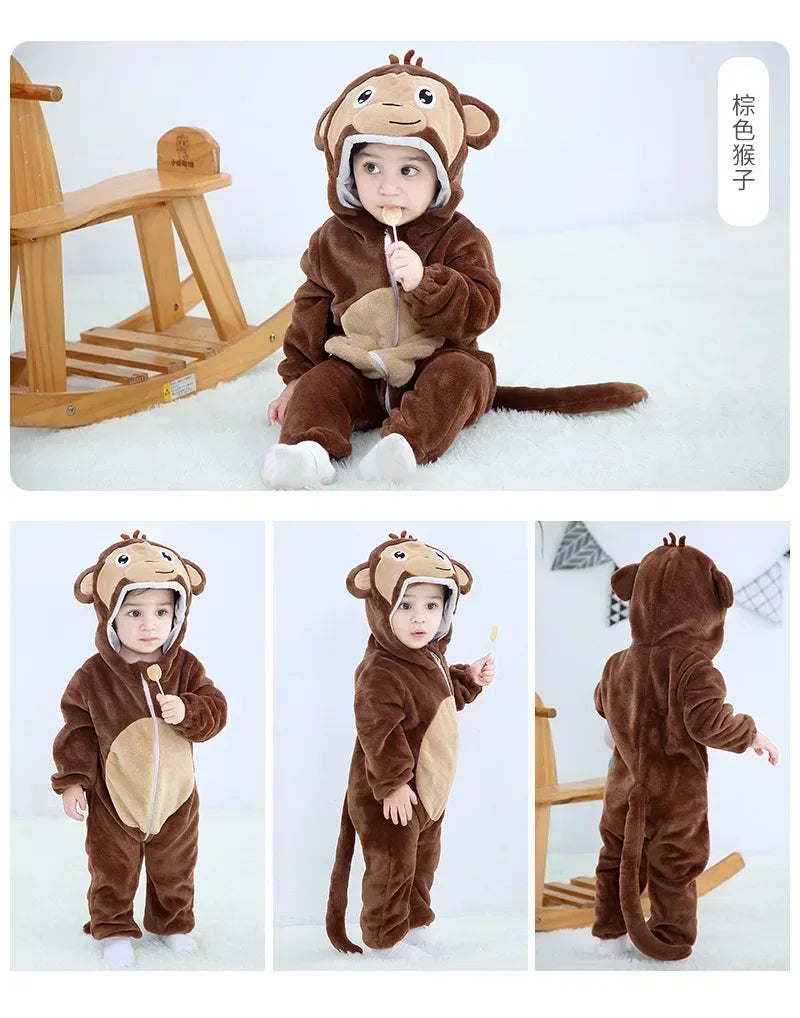 Newborn Baby Deer Animal Cartoon Romper Clothes Girls Pajamas Long Sleeve Hooded Onesies Infant Boys Costumes For Christmas