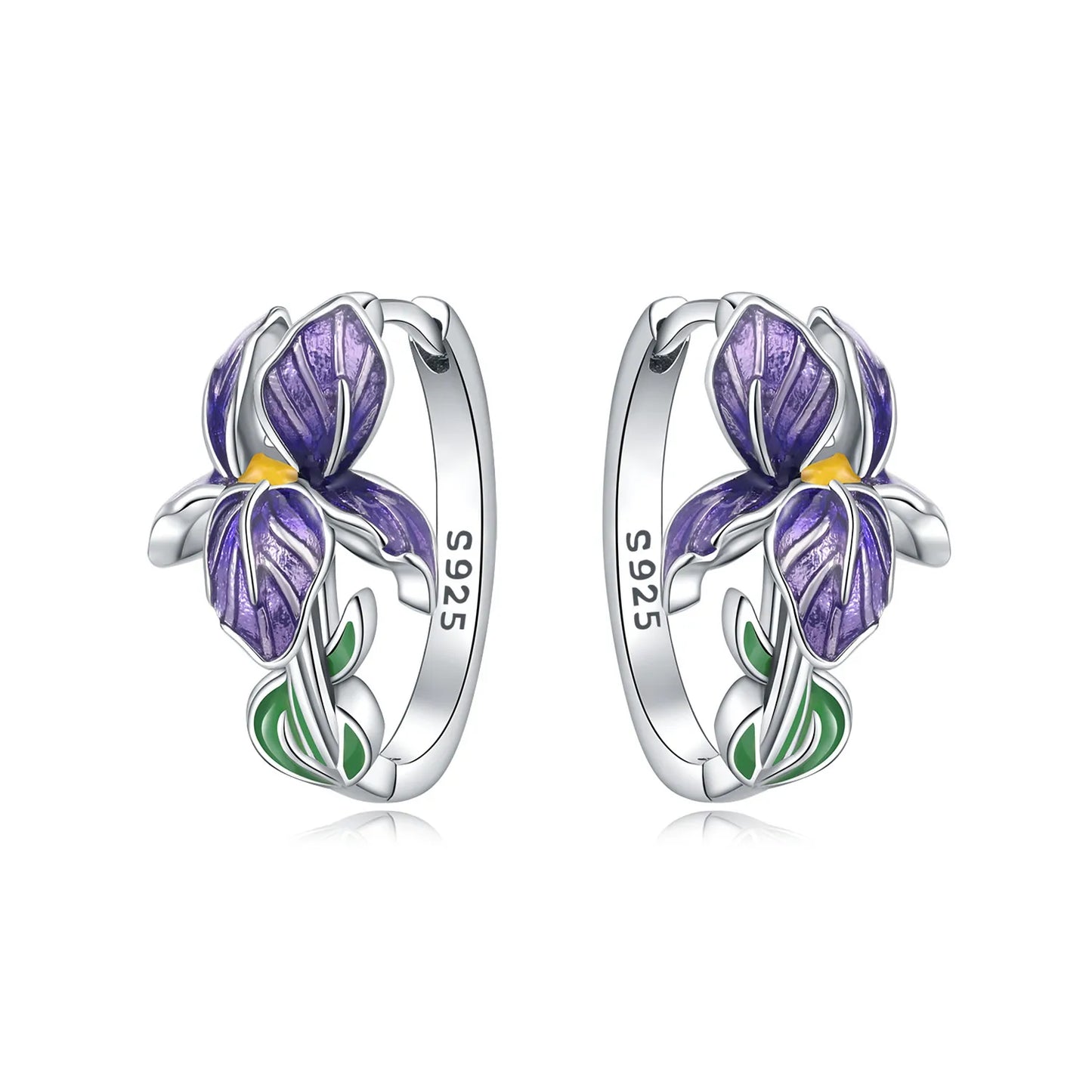 925 Sterling Silver Needle Iris Flower Hoop Earrings for Women Original Elegant Versatile Jewelry Birthday Party Fine Gift 2026