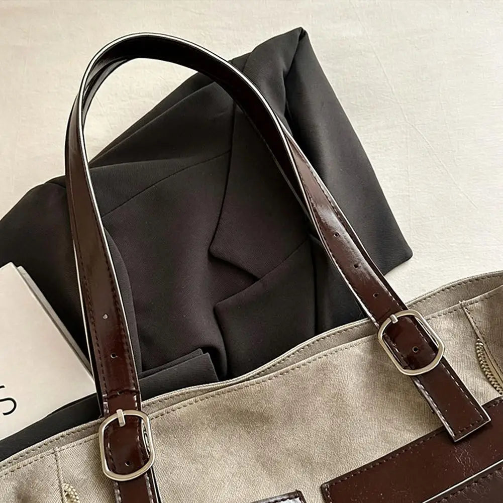 Retro Belt Buckle Underarm Shoulder Bag Women Large Capacity Commuter Tote Bag Vintage Casual Handbag Female Purse