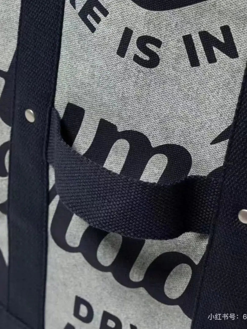 HUMAN MADE Canvas Tote Large Heart Print Heavy Duty Cotton Shoulder Bag Casual