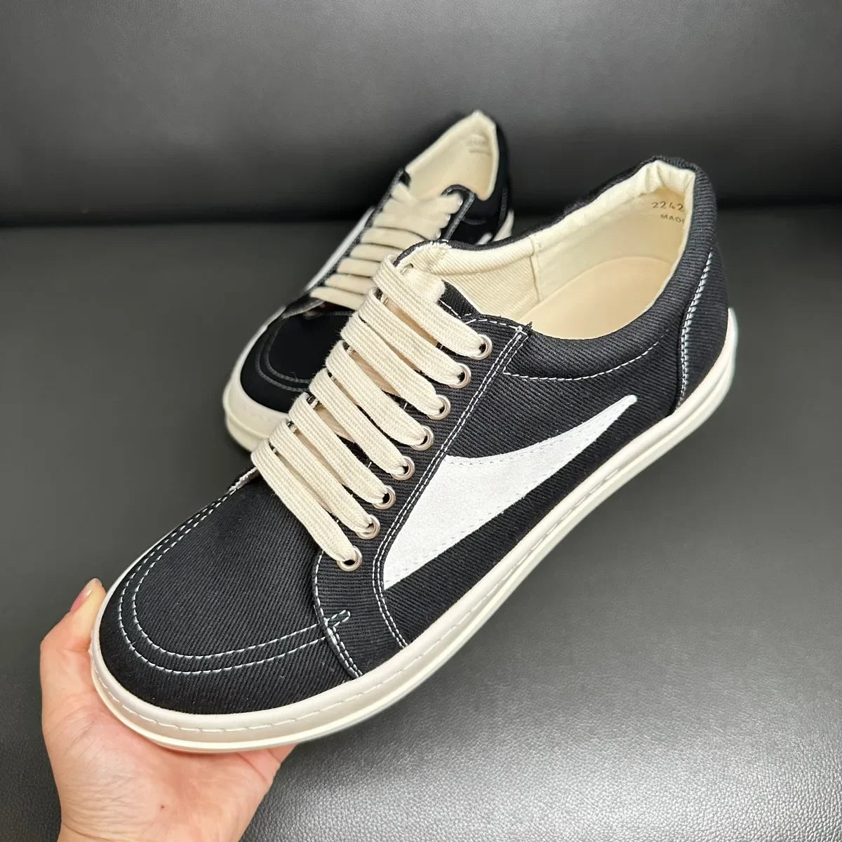 Men Casual Shoe Brand Black Brown Canvas Low Top Shoes High Quality Cowhide Luxury White Leather Sneakers Women Flat Sneaker
