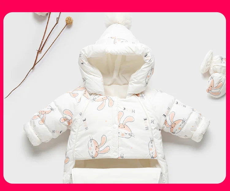 Ircomll Infant Baby Winter Lightweight Duck Down Overalls Fleece Children Jacket Cartoon Rompers For Boys Girls Toddler Jumpsuit