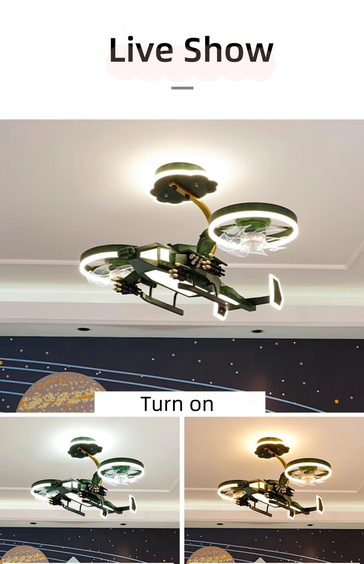 Kids Plane Ceiling Fan With Lights For Bedroom Study Kindergarten Children's Room Decoration Led Lighting Lustre Chandelier Lamp
