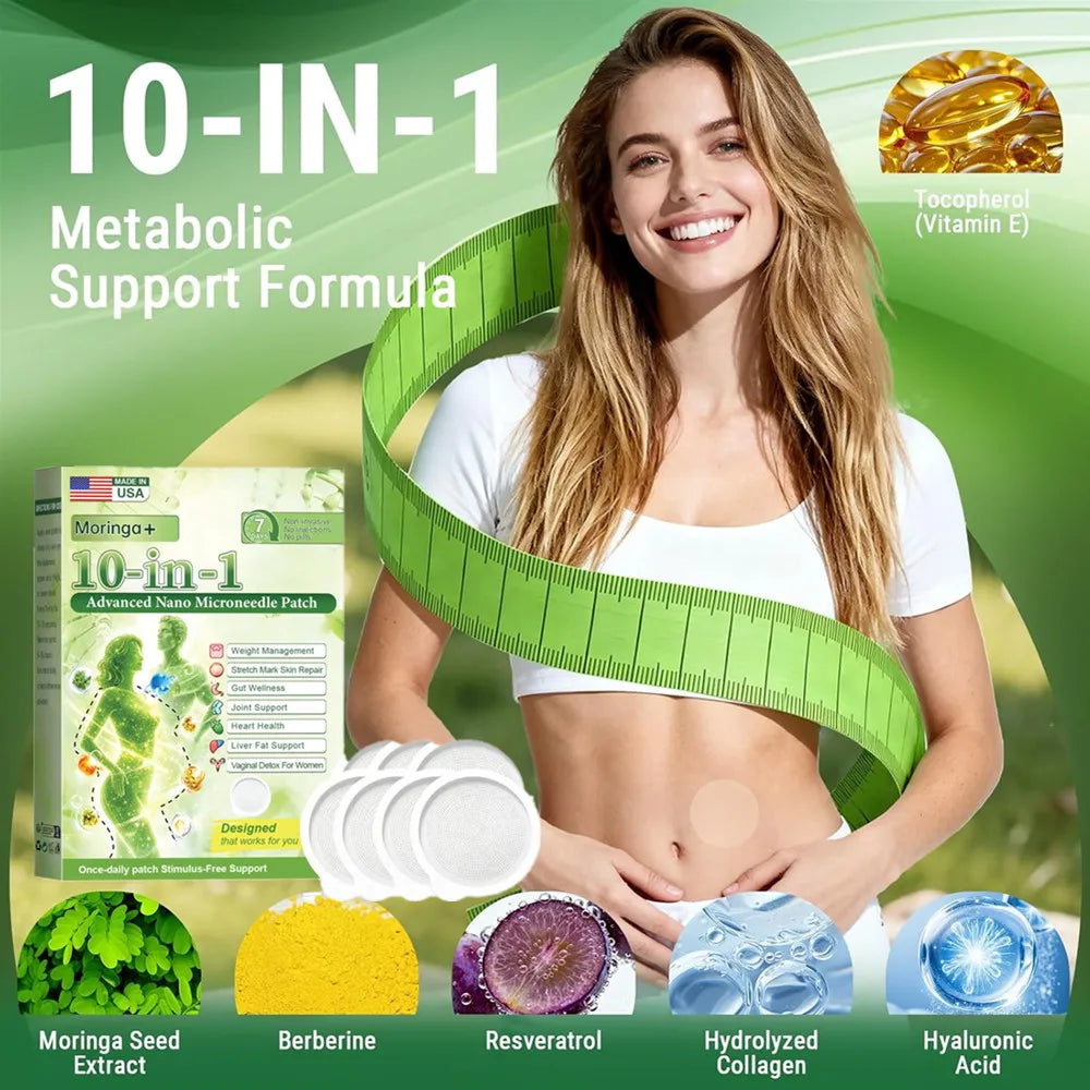 1-10X Advanced Moringa Berberine X Nad Patches - Comprehensive 10-In-1 Wellness Support Promote Internal Balance for Women Men