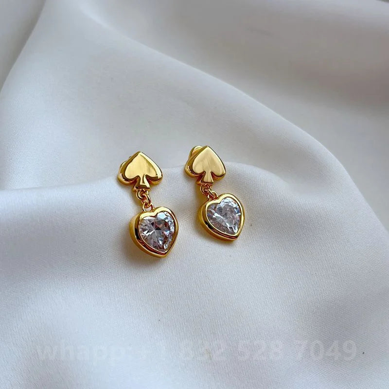 1:1 KS Jewelry Gold Stud Earrings For Women Fashion Jewelry Birthday Gift