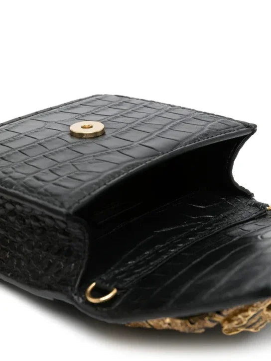 2026 New Luxury Designer Handbag for Women Crocodile Effect Leather Tiger-sculpted Top Handle Fashion Evening Shoulder Bag