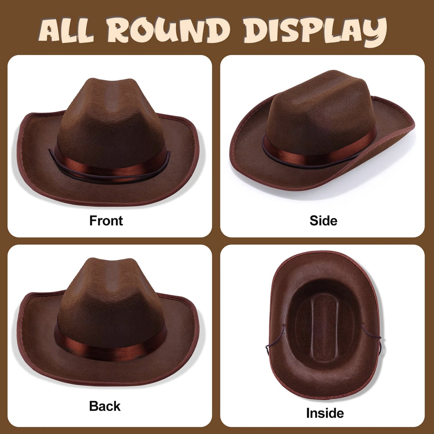 Kids Cowgirl Costume Western Hat Bandana Set Halloween Cosplay Outfits Role Play Accessories