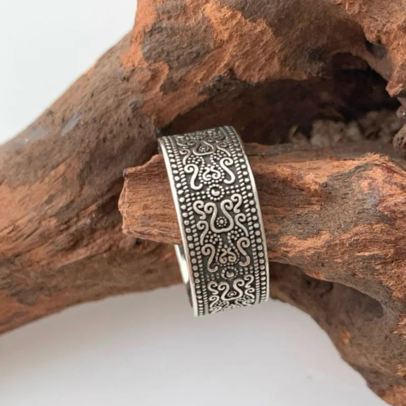 VENTFILLE 925 Sterling Silver Arabesque Pattern Ring For Women Vintage Aesthetic Simple Trend Ethnic Jewelry Gift Dropshipping