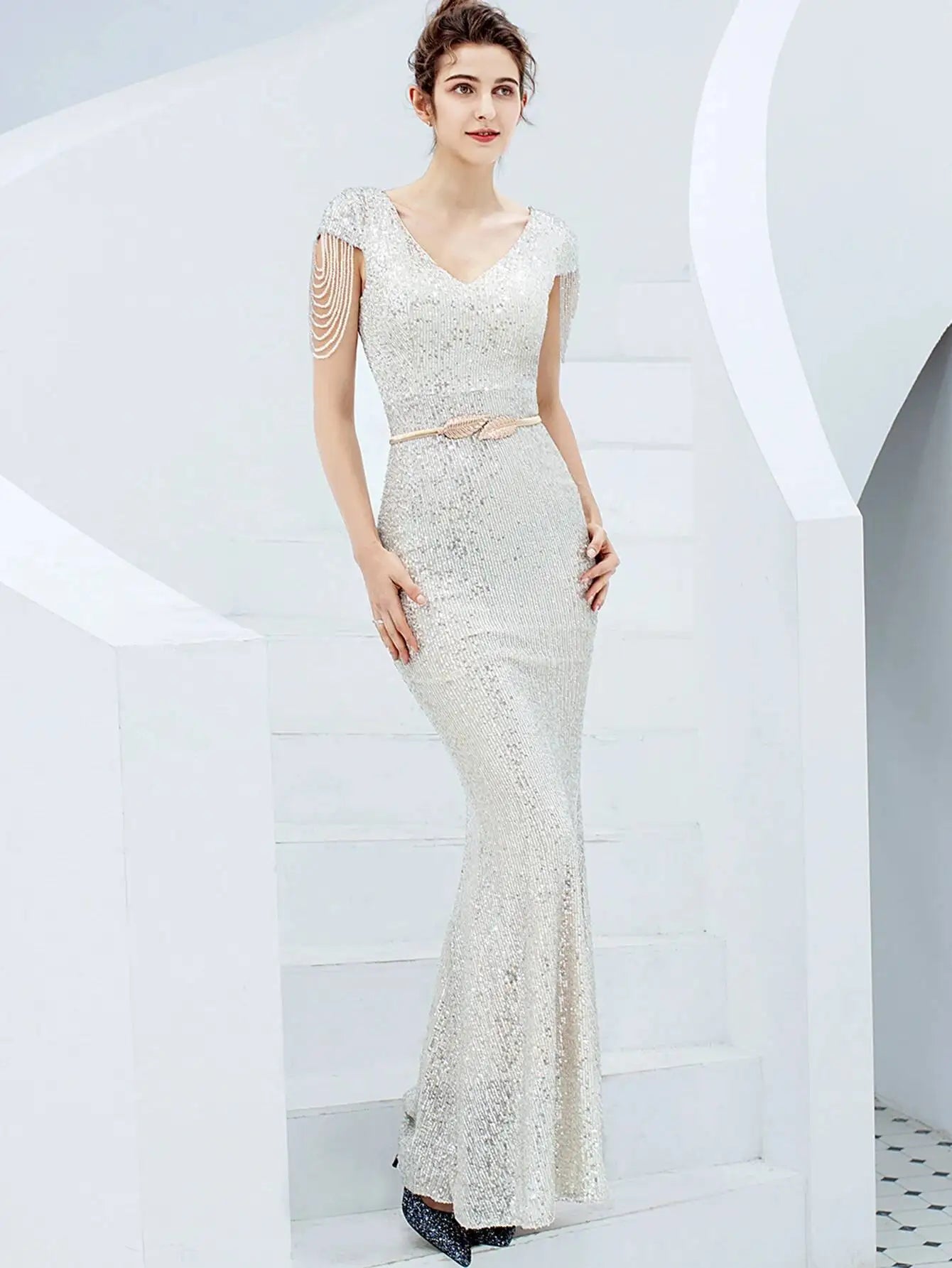 Sexy vintage maxi black sequin summer dress women 2025 elegant luxury birthday party long dresses fishtail evening dress vestido