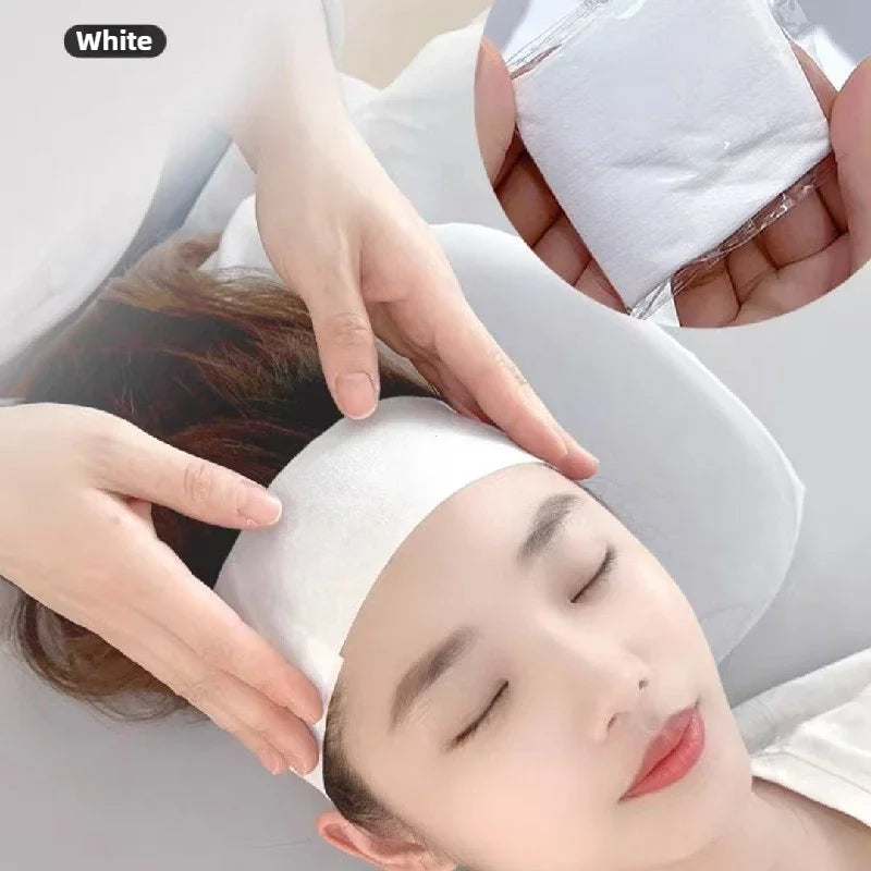 50pcs Disposable Headbands for Facials Spa Stretch Non-Woven Soft Skin Care Hair Bands Women Salons Face Washing Beauty Tools