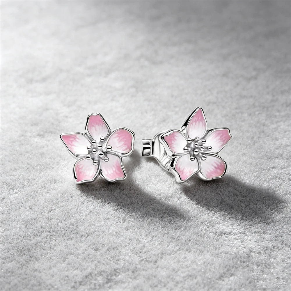 925 Sterling Silver Butterfly Flower Bee Lilac Leaf Zircon Earrings Suitable for Daily Wear as Women's Jewelry Holiday Gifts