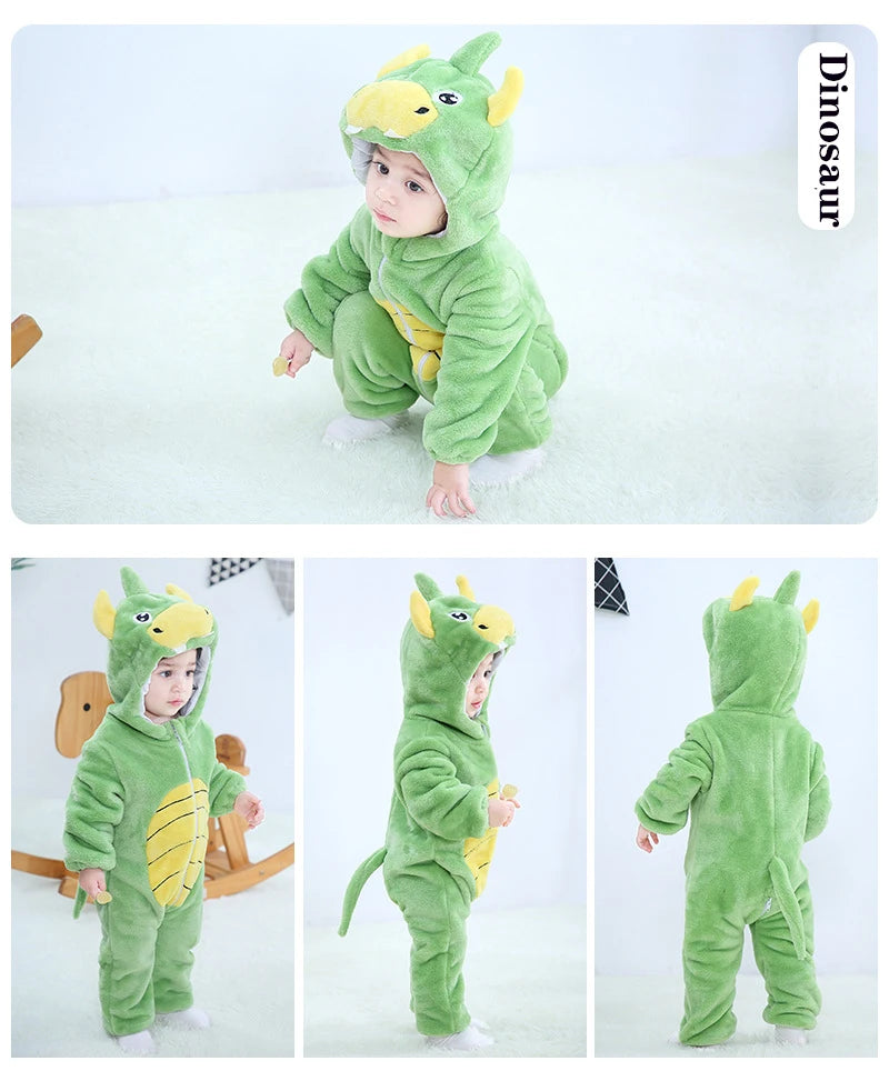0 to 4 Years Baby Pajamas Winter Cartoon Sleeping Clothes Boys Dinosaur Pijamas Onesies Girls Clothes Toddler Night Bodysuits