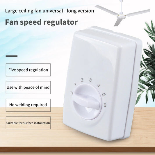Easy-to-Install Fan Speed Controller, Electric Panel Switch, 5 Speeds Adjustable, No Welding Necessary