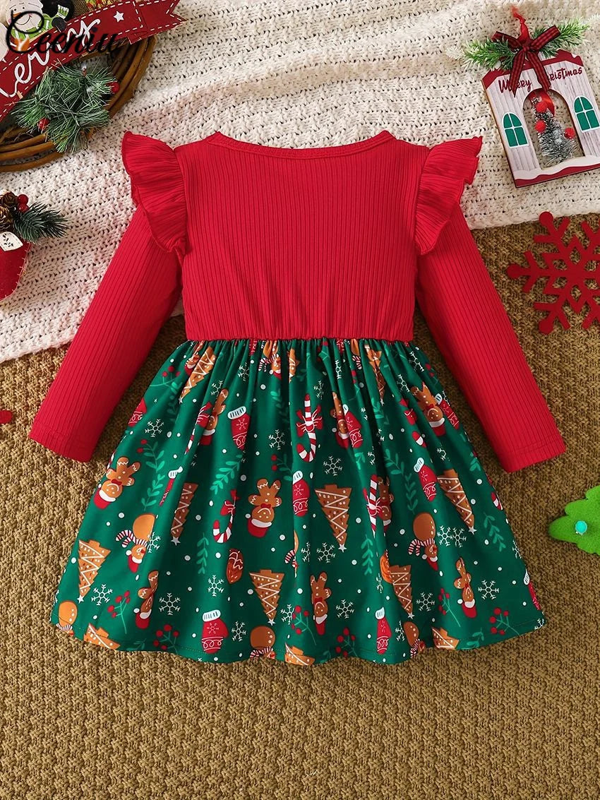 Baby Dress For New Year Green Tree Print Xmas Christmas Dress For Newborns Toddler My First New Year Girls Costumes
