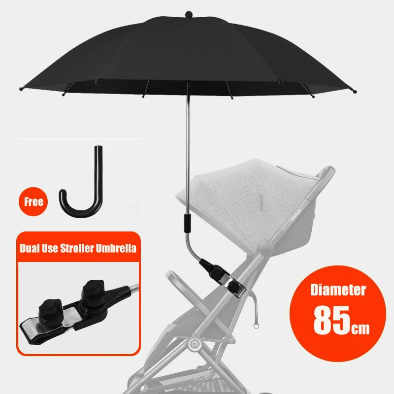 Clip-on Universal Baby Parasol 85cm Diameter 2 in 1 Baby Stroller Umbrella For Sun Shade Rain-proof Baby Stroller Accessories