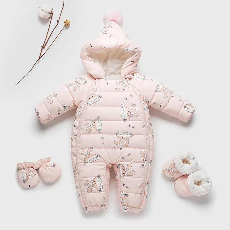 Ircomll Infant Baby Winter Lightweight Duck Down Overalls Fleece Children Jacket Cartoon Rompers For Boys Girls Toddler Jumpsuit