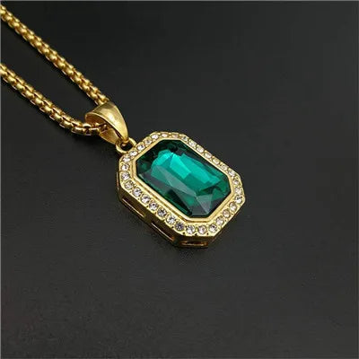 Hip Hop Iced Out Bling Square Pendant Gold Color Stainless Steel Rapper Party Necklace For Women Men Fashion Jewelry Gift 2025