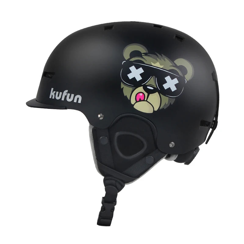 KUFUN Ski Helmet Earmuffs Winter Snow Sports Snowboard Skateboard Skating Cute Animal Lady Men Adult Kids Winter Safety Children