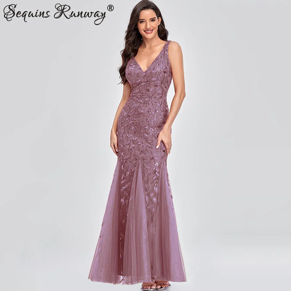 Sexy vintage Maxi Sequin cocktail Dress bridesmaid Prom Dresses for Women Casual Party Long sleeve club Bodycon Dress vestidos