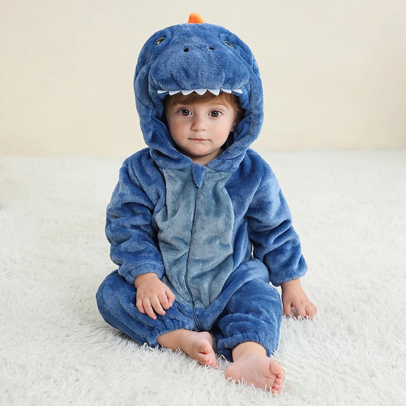 MICHLEY Carnival Dinosaur Baby Winter Costume Rompers Clothes Cute Cartoon Jumpsuit Bodysuit Overall Unicorn For Girls Boys Kid