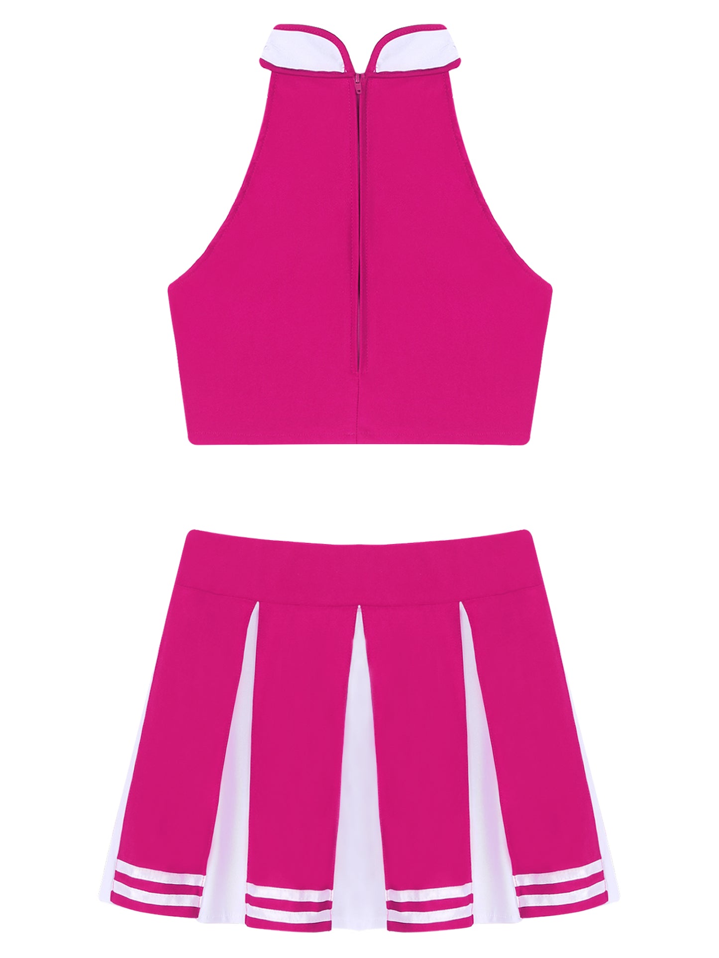 Women Cheerleading Cheerleader Costume Uniform School Girls Carnival Cosplay Outfits Stand Collar Crop Top with Mini Skirt