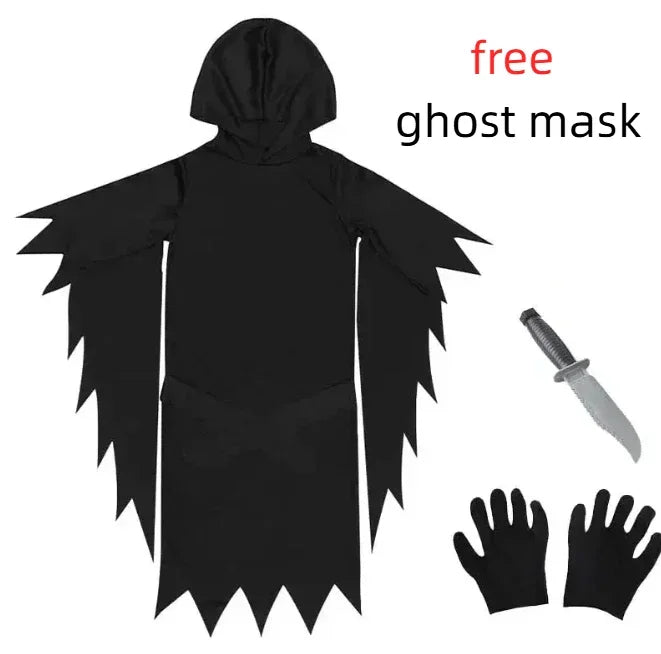 Kids Scream Costume Children Fancy Dress Halloween Party Horror Death Ghostface Costume Boys Teens