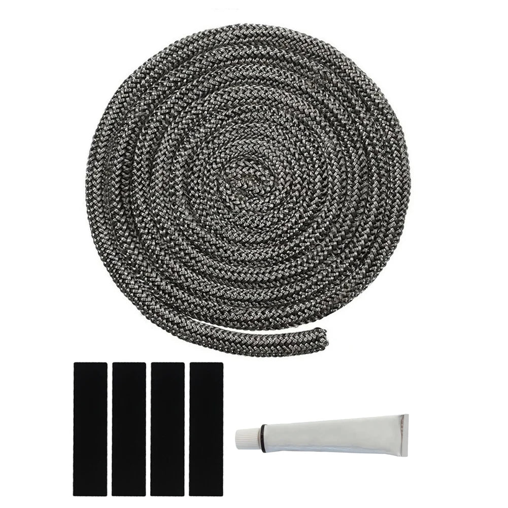 1set 6mm~25mm Fireplace Sealing Rope Wood Stove Door Gasket Rope Seal Replacement Black Gasket Tape Kit For Fireplace Oven