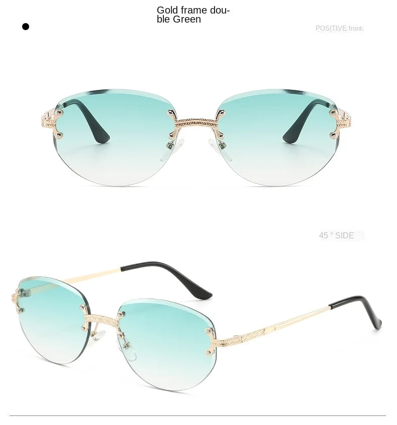 Rimless Sunglasses Irregular Fashion Popular Women Men Shades Small Square Sun Glasses for Female Male Summer Traveling Oculos