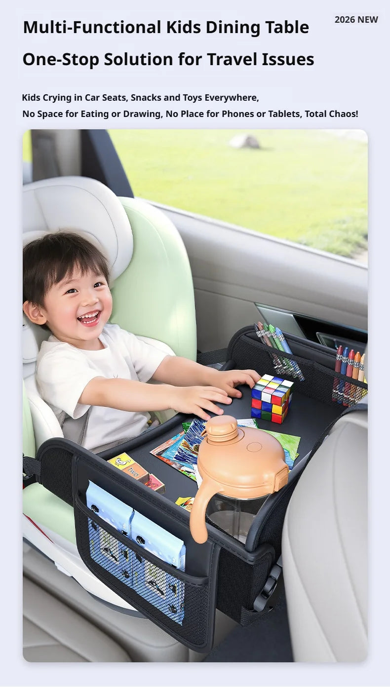 Car Seat Back Hanging Bag For Rear Seat Kids Lunch Desk Food Tray Long Trip Watching Movie Phone Holder Large Capacity Bags