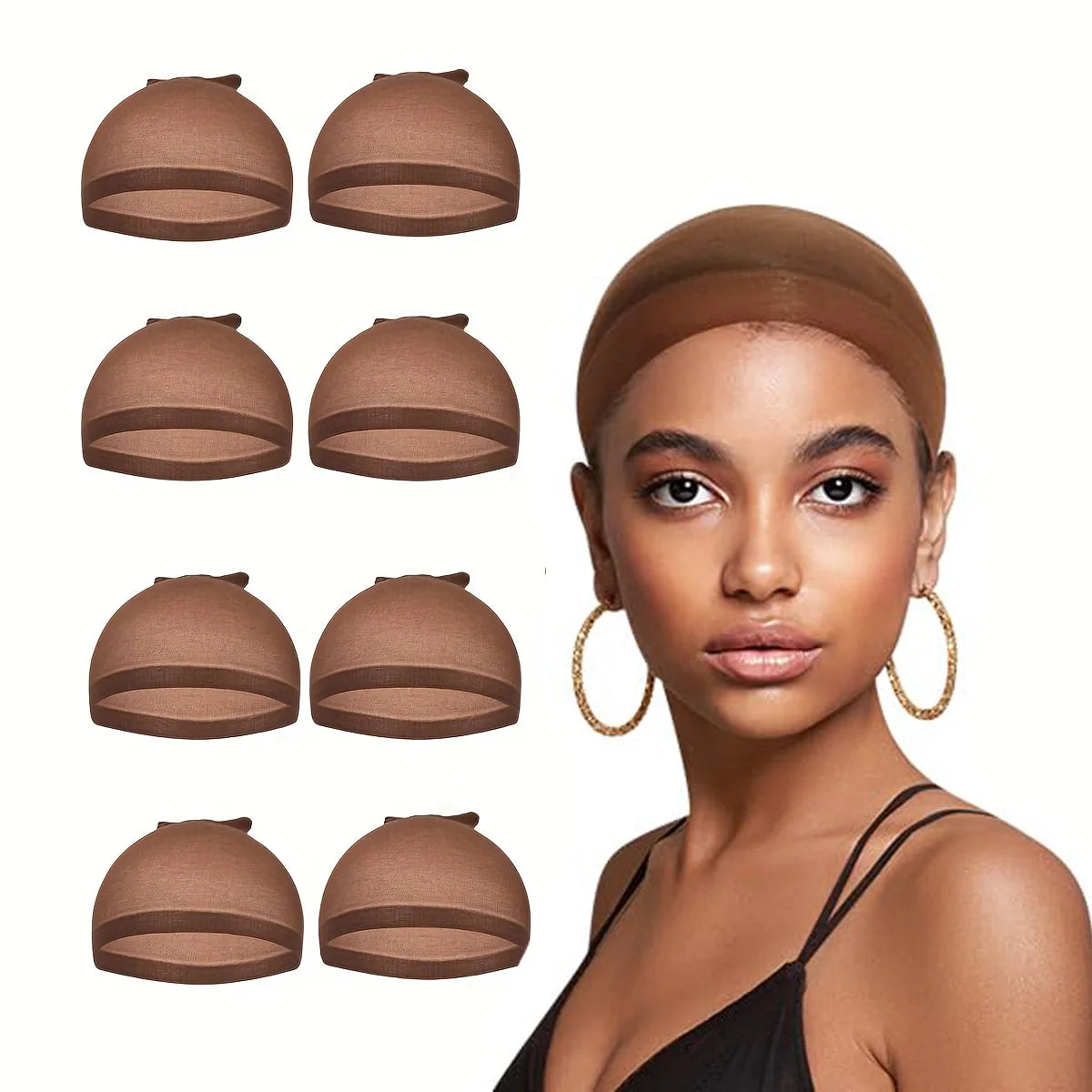Reddish Brown Wig Cap Stocking Hair Caps for Lace Front Wig, Non Slip and Breathable Ultra-thin High Elastic Nylon Wig Caps