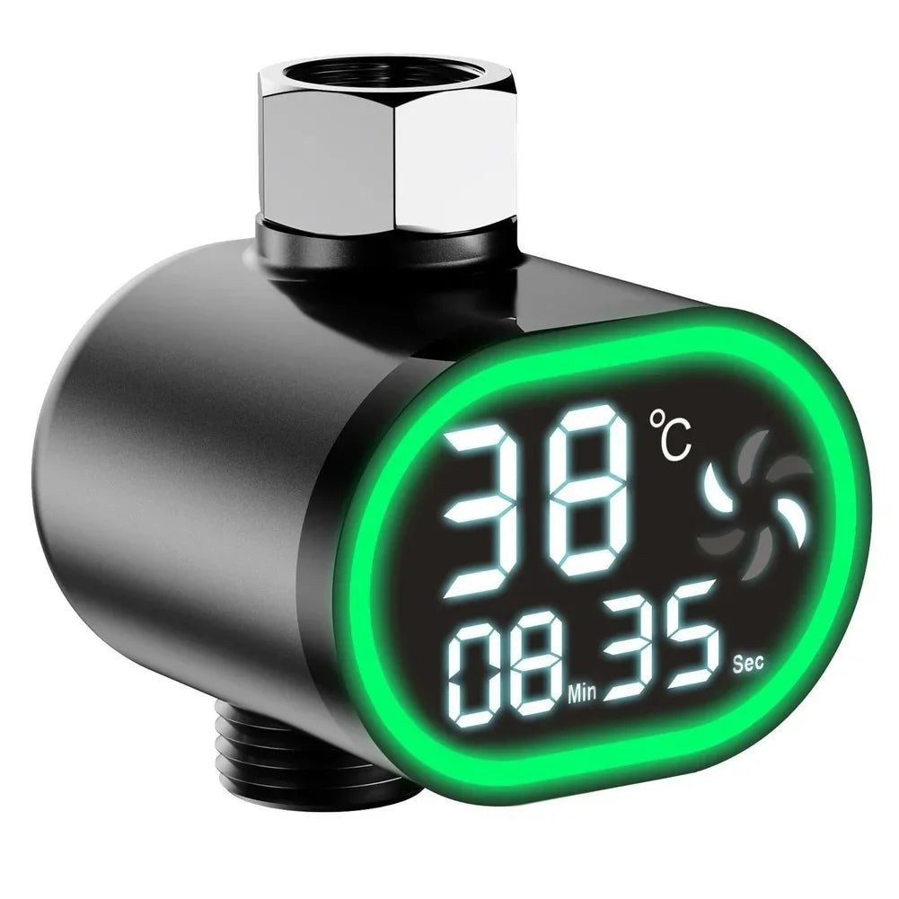 Shower Water Thermometer with LED Digital Display for Baby Bathing Water-Powered Temperature Monitor for Tub and Faucet Use