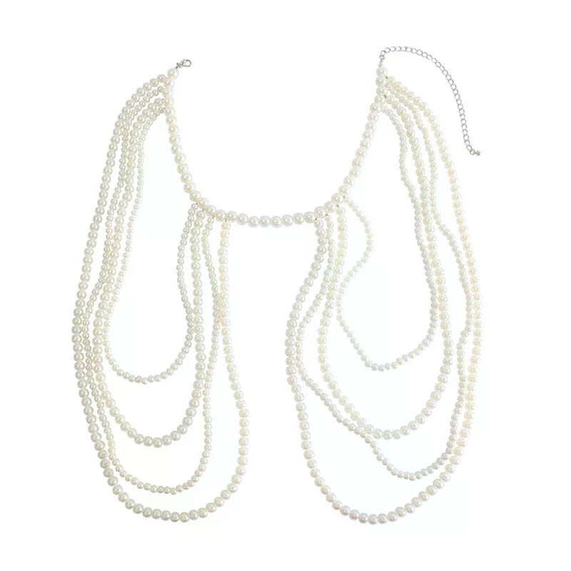 Sexy Hot Girl Body Chain Waist Chain Women's Fashion Show Imitation Pearl Shoulder Chain Bustier Chain Clothing Chain