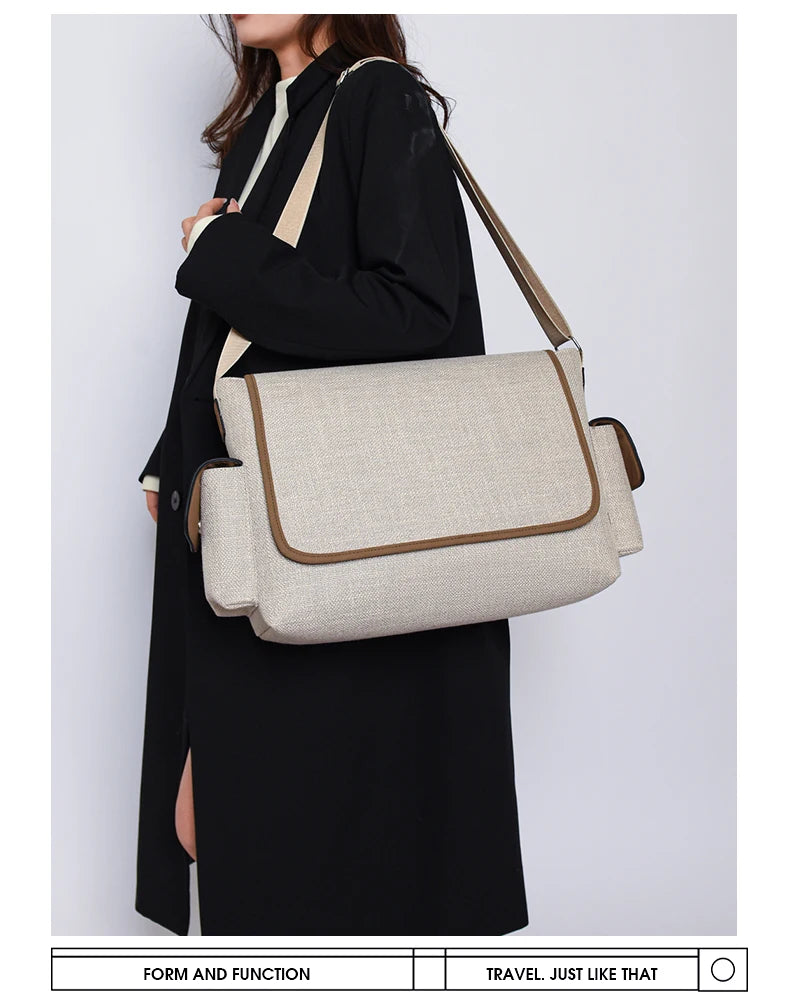 New Women's Large Capacity Canvas Shoulder Bag Casual Tote Handbag Trendy Messenger Bag for Everyday Use