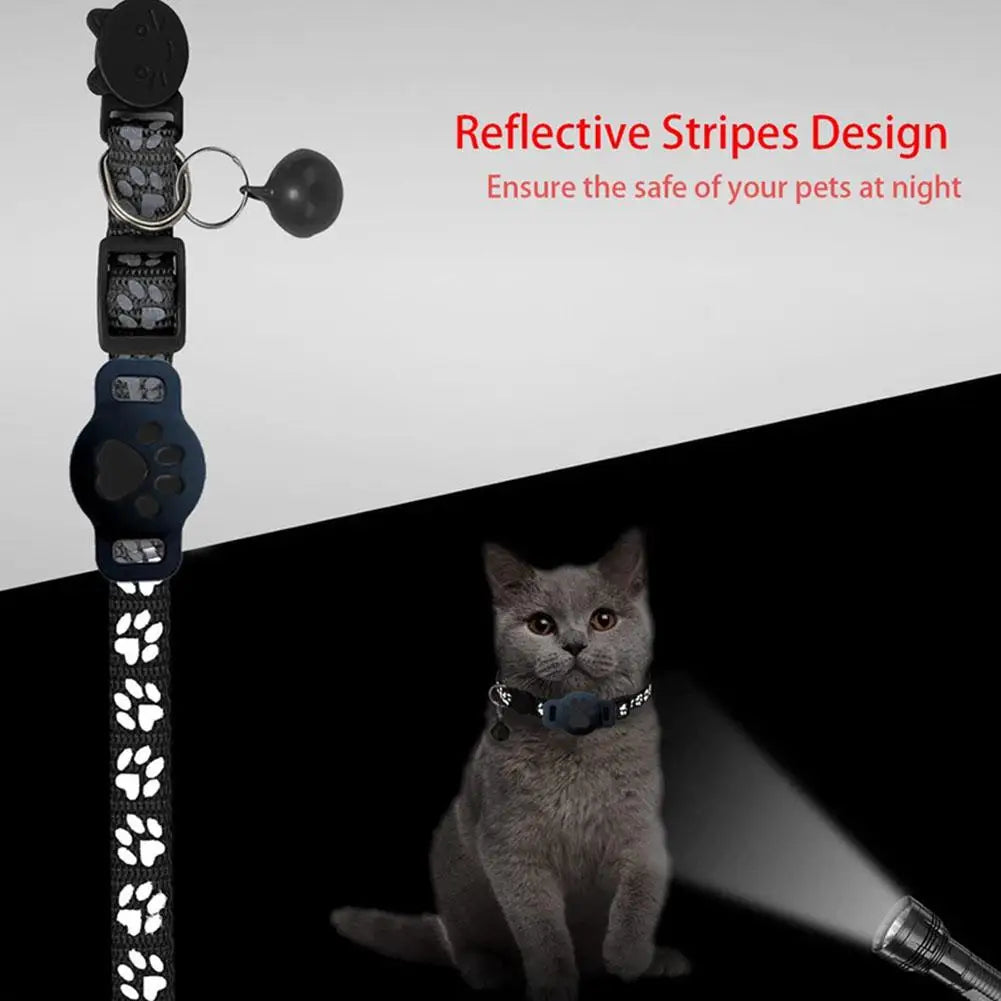 GPS Cat Collar with Reflective Strap, Mini Real Time Pet Location Device, Waterproof Anti Lost Finder for Outdoor Kitten S7X8