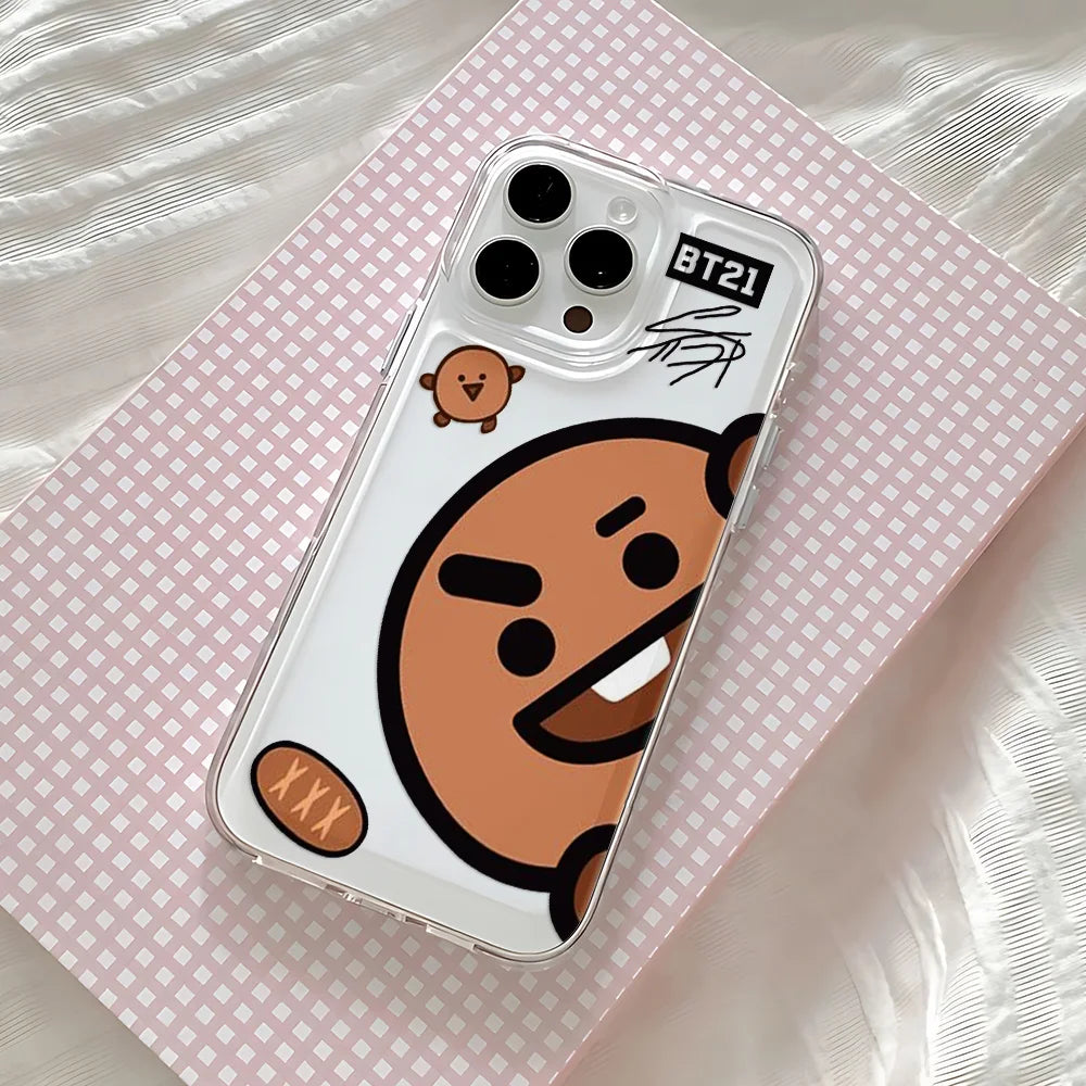 Cute Cartoon -Y-BT-21-Phone Case For iPhone 17 16e 16 15 14 13 12 11 Mini Air Pro Max X XR 7 8 Plus Transparent Soft Back Cover