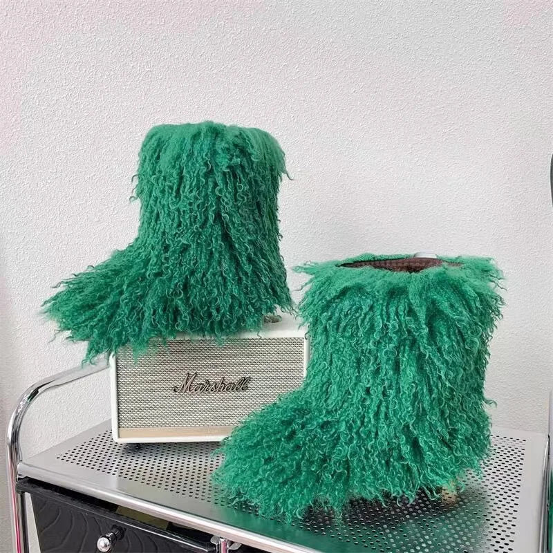 Y2K Kids Boots Winter Shoes New Faux Fur Toddler Girl Boots Fashion Colorful Fur Children Ankle Snow Boots Warm Shoes Girls