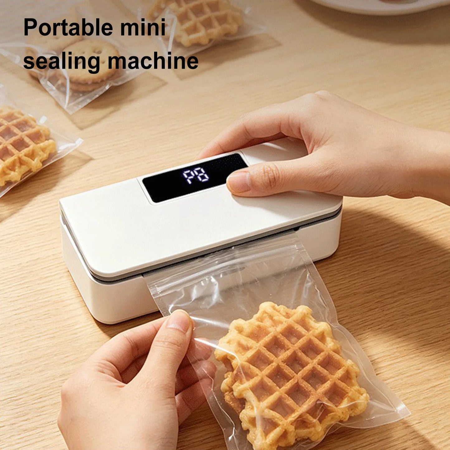 Fridge Magnet Sealer 8-Level Adjustable Mini Bags Sealer and Cutter 1800mAh Handheld Bags Resealer Machine for Fridge & Kitchen