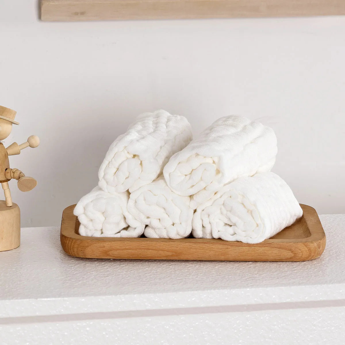Soft Cotton Gauze 5PCS Baby Face Towel Set Solid Color Burp Cloth Handkerchief Feeding Wash Cloth Wipe