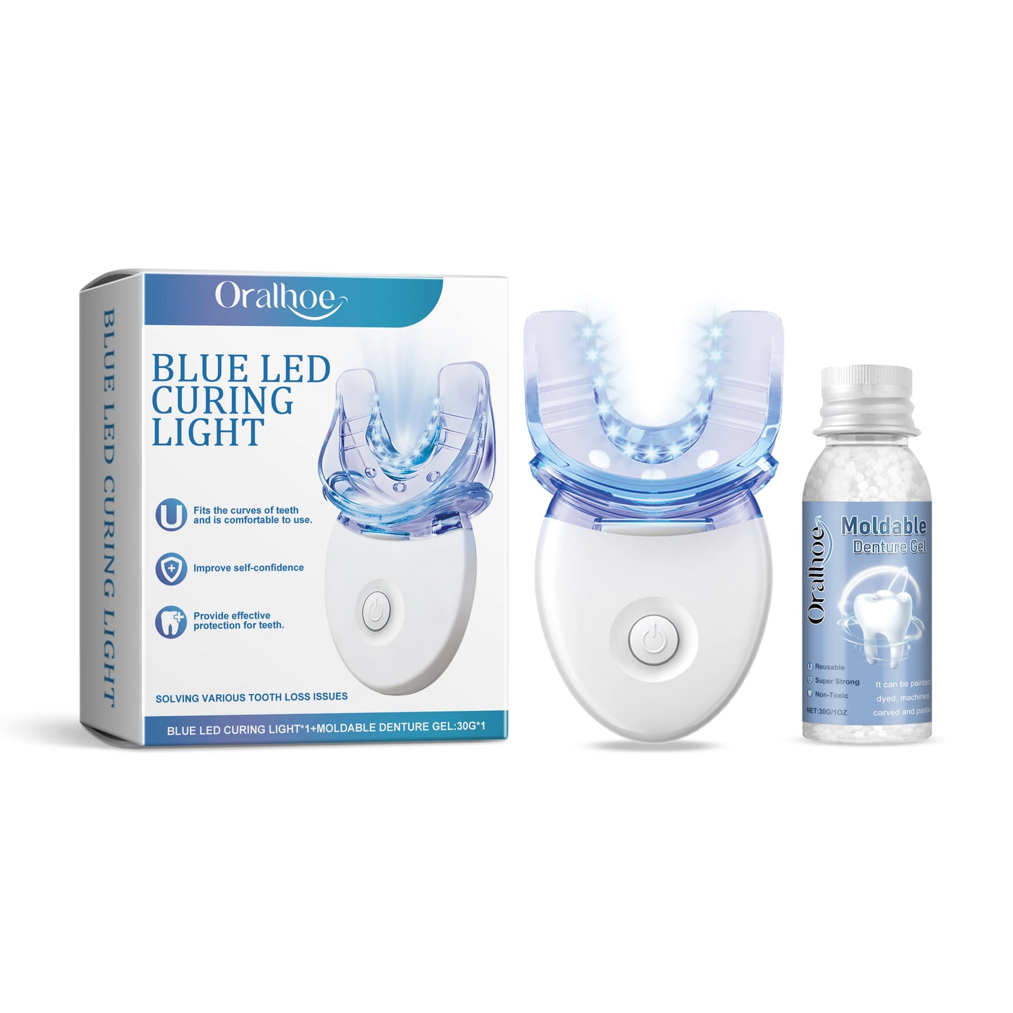 Teeth Whitening Kit Portable Teeth Cleansing Device Mild Tooth Filling Home Convenient Blue LED Curing Light Dental Repair Kit