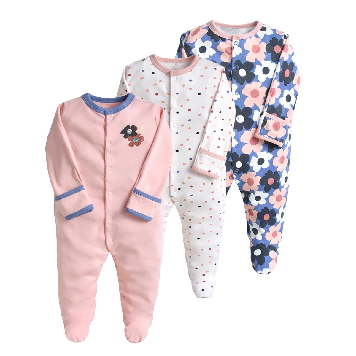 3Pcs Brand Newborn Baby Clothes Set Infant Boys Girls Romper Cotton Long Sleeve Pajamas Jumpsuit Toddler Outfits
