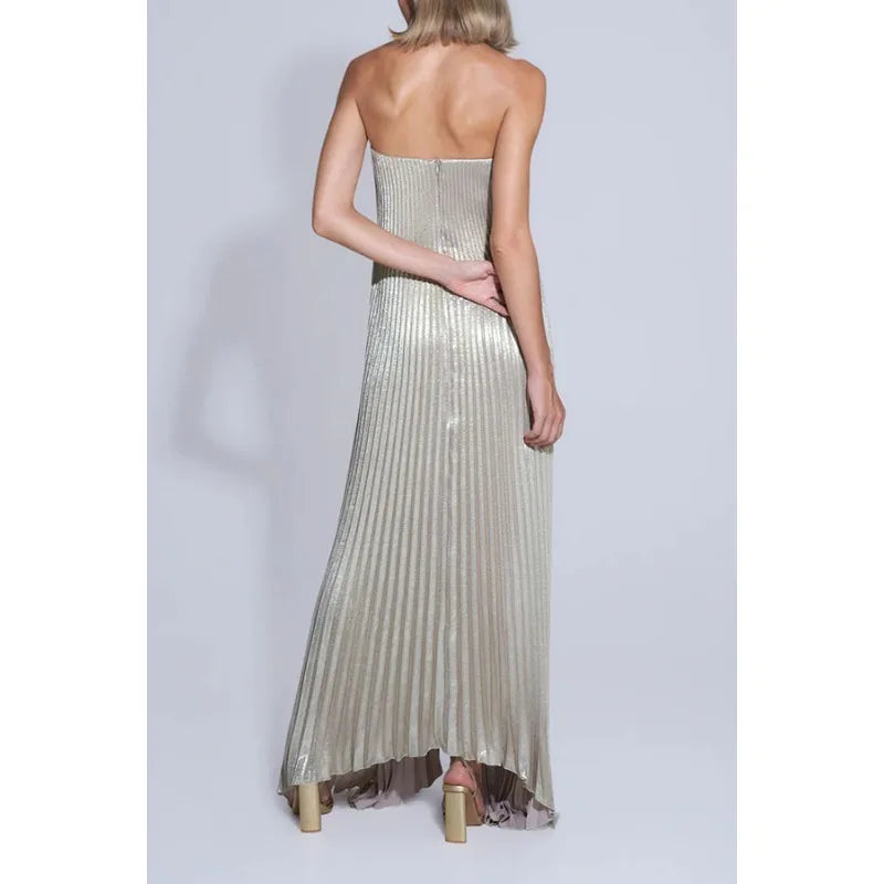 Luxurious Women Folds Party Cocktail Dress Elegant Off Shoulder Celebrity Guest Graduation Evening Floor Length Dress Prom Gown
