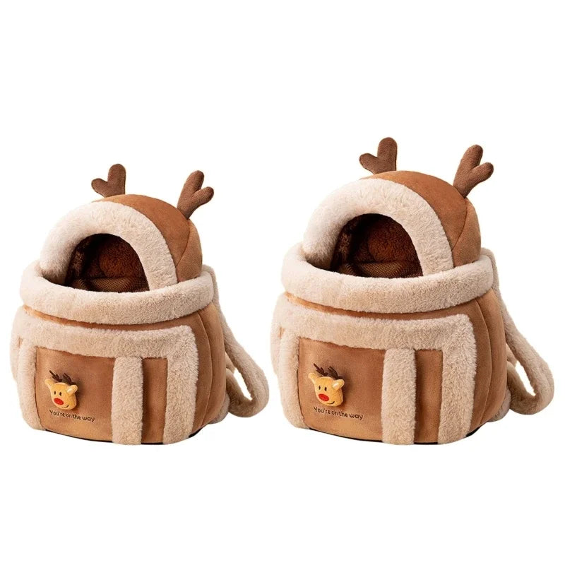 Outdoor Cat Carrier Portable Winter Warm Pet Travel Bag Luxury Hand Tote Car Seat Furry Nest For Small Dogs Puppies