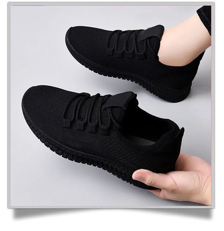 Women Casual Sport Shoes Light Sneakers Women's Black Outdoor Breathable Mesh Black Running Shoes Athletic Jogging Tennis Shoes