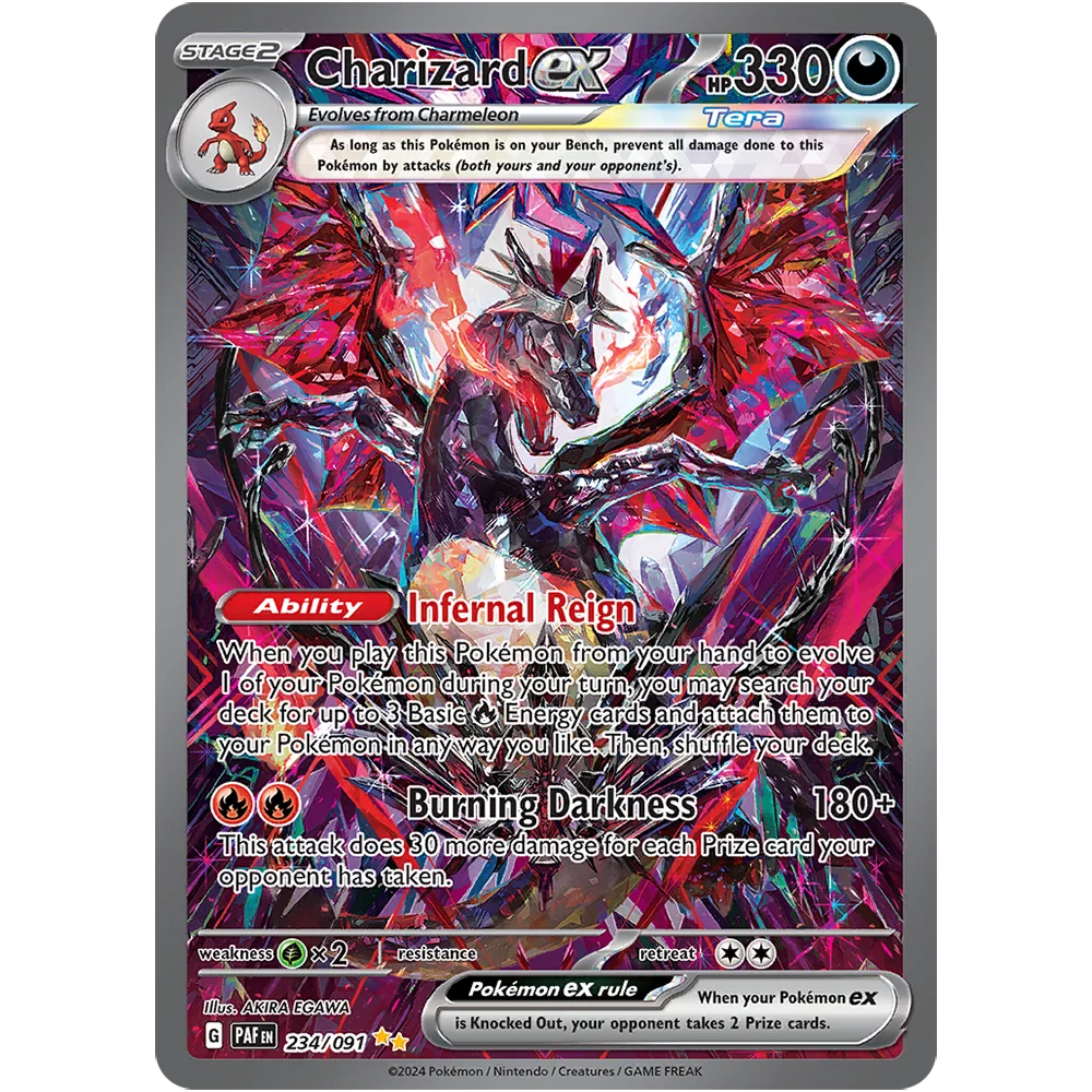 PKM Paldean Fates (PAF) holographic Rare Proxy Game Cards PTCG Charizard ex 234 Gardevoir ex 233 Mew ex 232 Pikachu 131 Cards