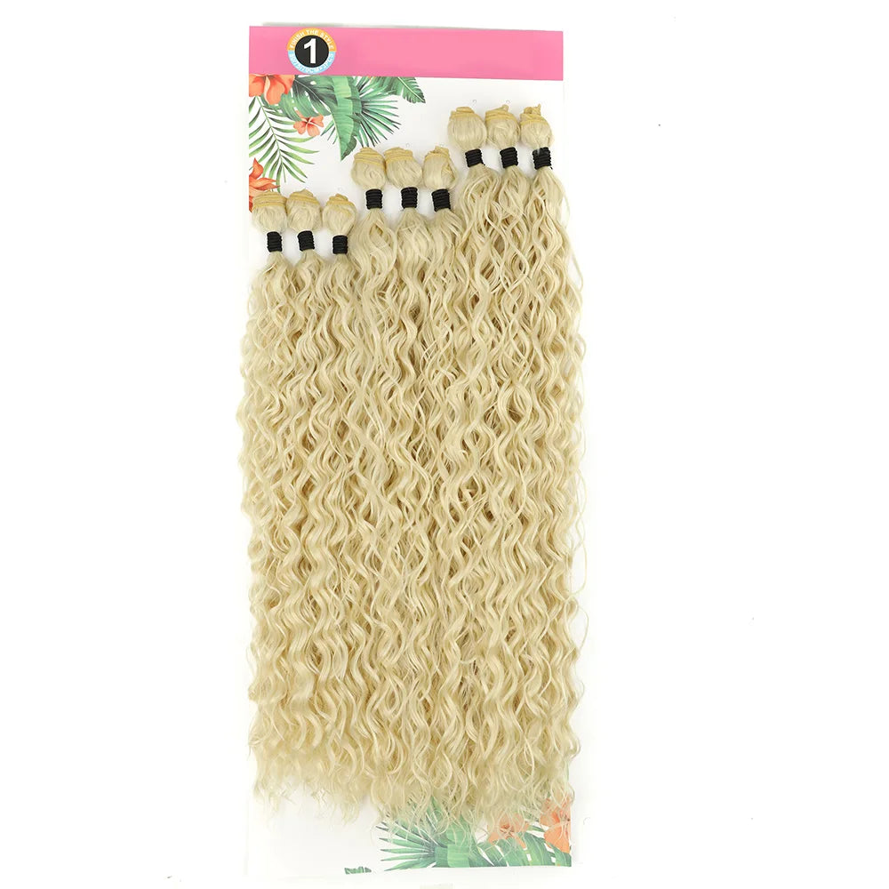 BOL Curly Hair Bundles 20 24 28Inch Long Synthetic Hair Exetension Fake Hair For Women Water Wave Heat Resistant 9Pcs Full Head