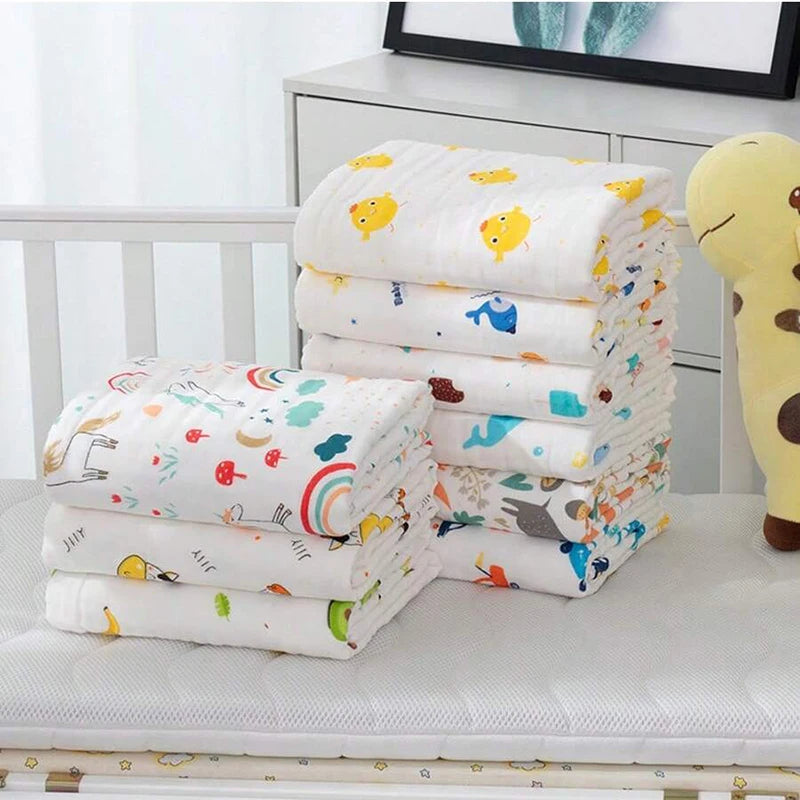 Baby Washcloth 4-Layer Gauze Infant Bath Towel Newborn Bathrobe Cotton Blanket for Boy Girl Children's Blanket Swaddle Wrap