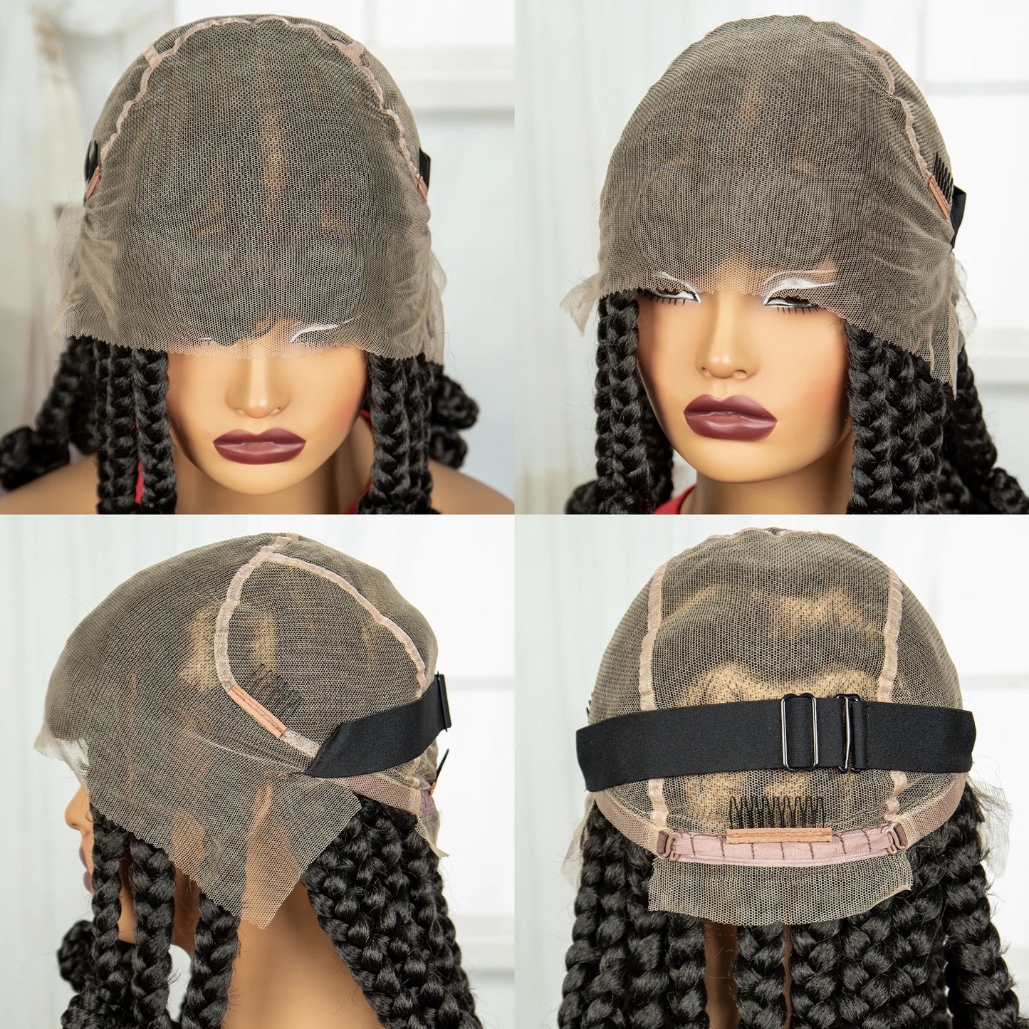 Synthetic Full Lace Bantu Braids Wig with Baby Hair 14Inch Natural Lace Front Braided Wig Handmade Cornrow Braid for Black Women