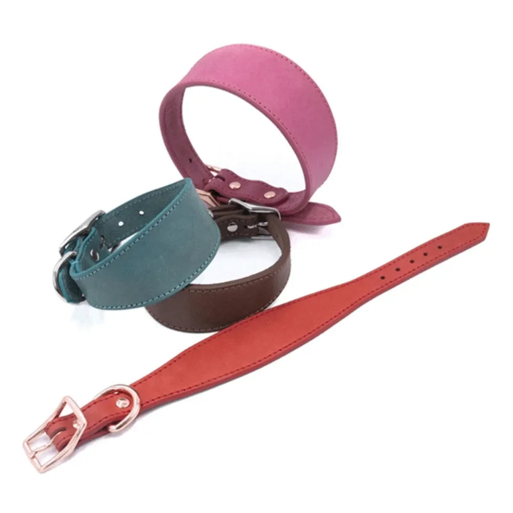 Simple and Adjustable Real Leather Greyhound Collar Wide Huibit Collar Adjustable for Small and Medium Dog Collars Pet Supplies