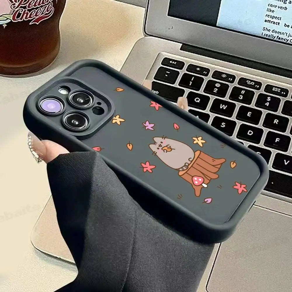 Anime Cartoon P-Pusheens cat Phone Case For iPhone 11 12 13 14 15 16 17 Pro Max Plus Shockproof Protecti Case