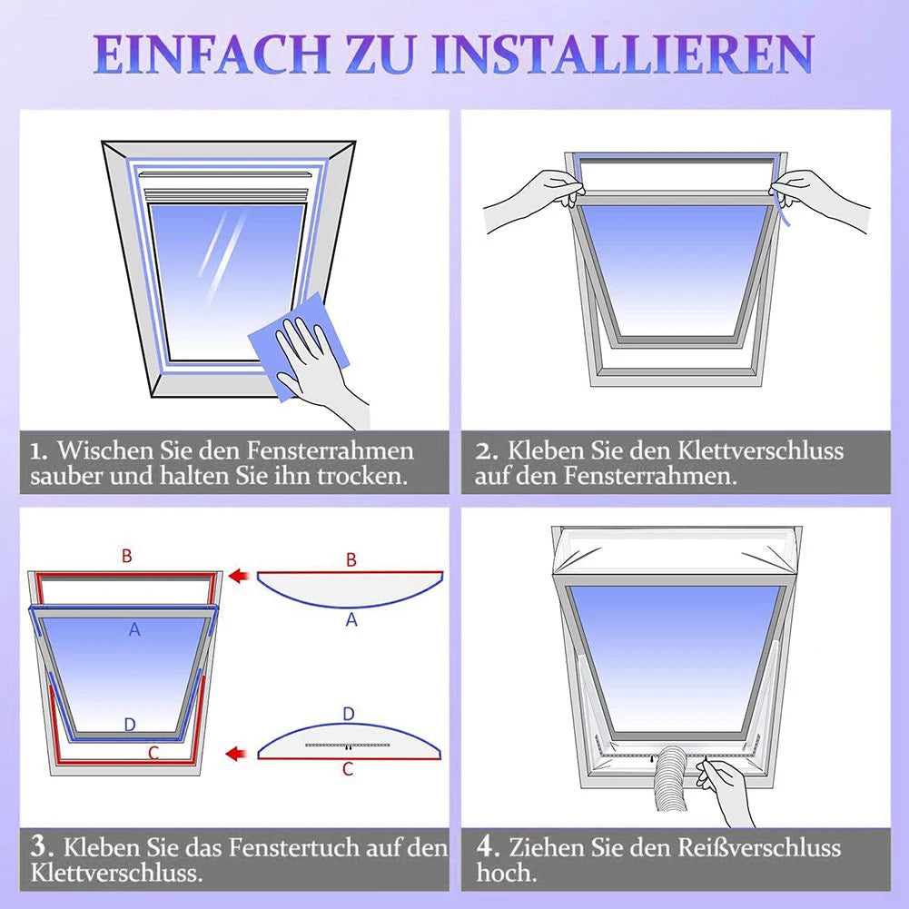 Tilt Roof Skylight Aircon Window Seal Cloth PAC Vent Hose Sealing Fabric For Inclined Skylight Mobile AC Exhaust Install Work